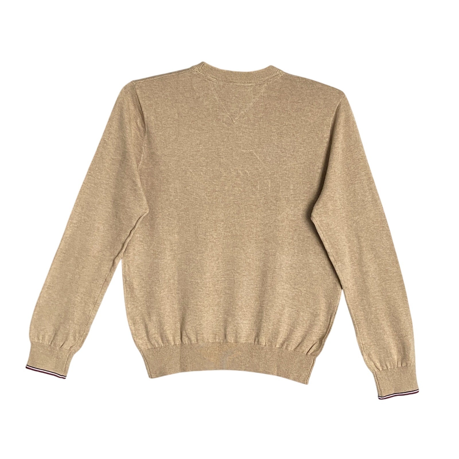 Tommy Hilfiger Sweater Men's XS Signature Crew Neck Embroidered Logo Beige