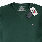 Tommy Hilfiger Tee Men's XL Long Sleeve Waffle-Knit Crew Neck Green