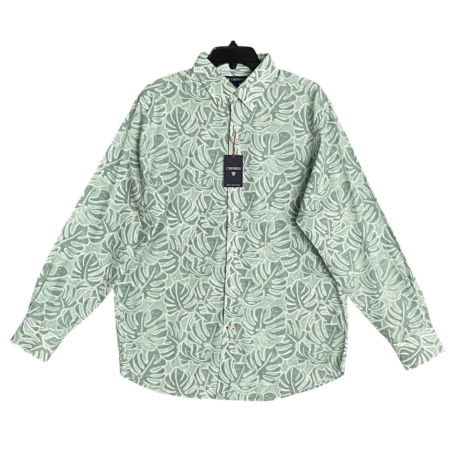 Daniel Cremieux 38 Men's Large Casual Button-Down Shirt Green Leaf Print