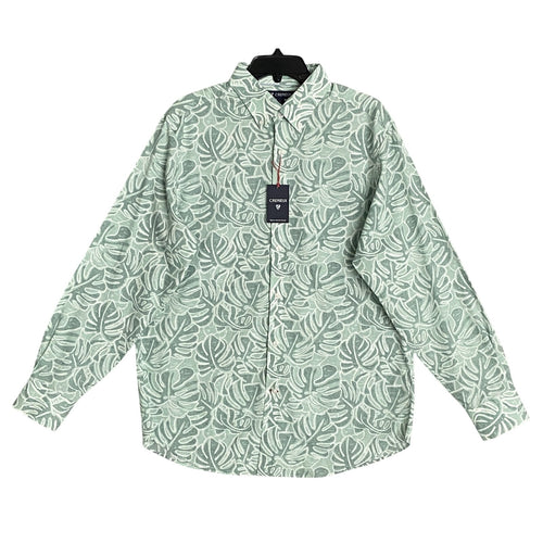 Daniel Cremieux 38 Men's Large Casual Button-Down Shirt Green Leaf Print