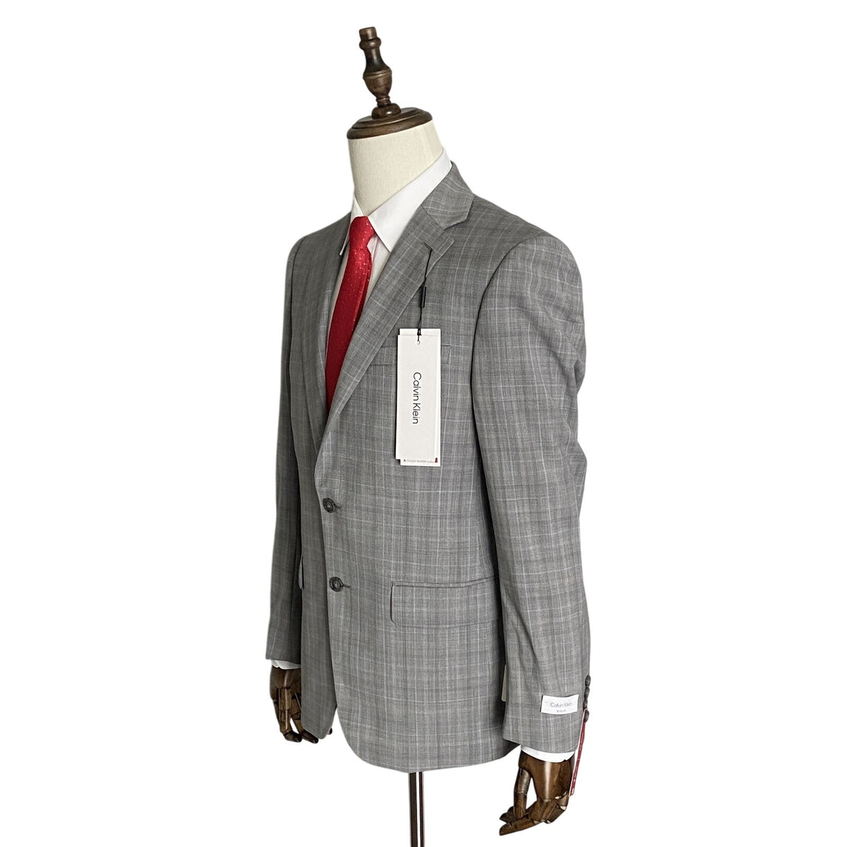 Calvin Klein Suit Jacket Men's 40R Xtra Slim Fit Wool Blend Light Grey Plaid