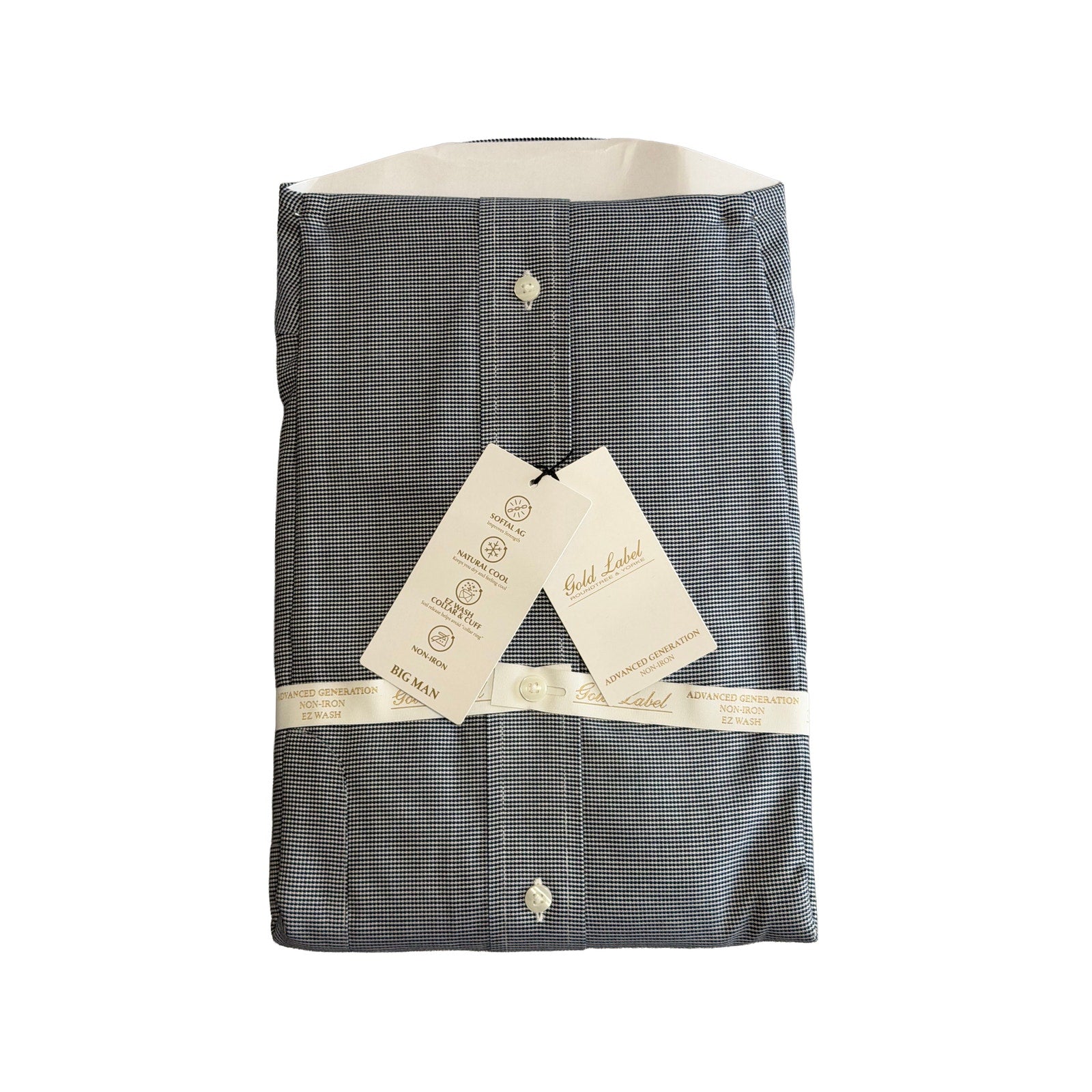 Roundtree & Yorke Shirt Big & Tall Men's 19 36/37 Dress Shirt Navy Blue