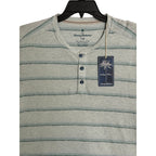 Tommy Bahama Henley Men's Large Short Slv "Soleil Stripe Henley" Overcast