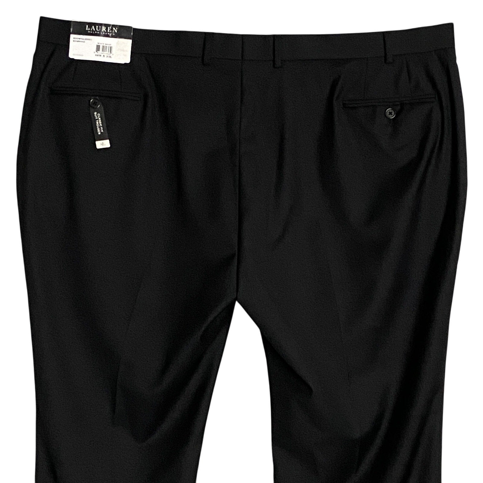 Lauren Ralph Lauren Men's 46x30 Classic Fit Suit Trouser Stretch Solid Black