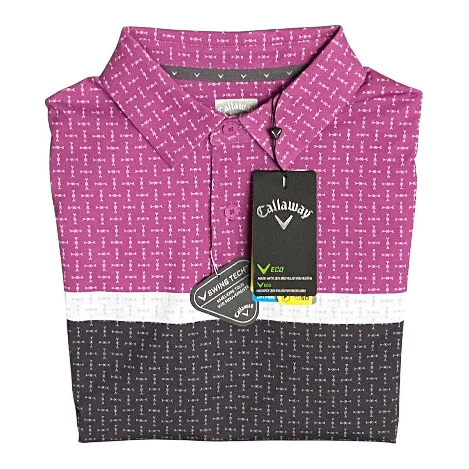 Callaway Polo Shirt Men's Small Swing Tech Short Sleeve UPF 50 Purple Orchid