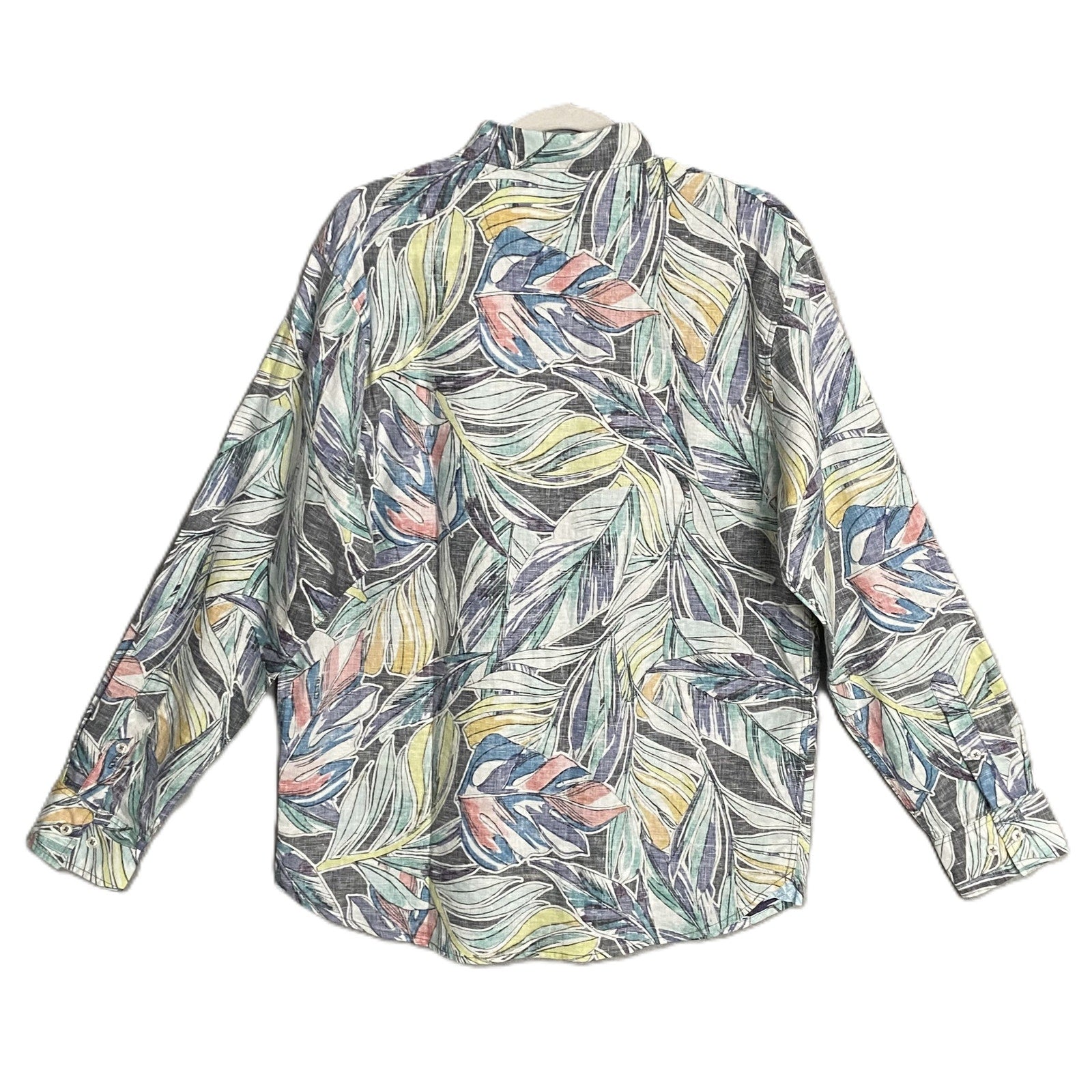 Tommy Bahama Shirt Men's Medium "Barbados Breeze Stretch" Vines Linen Blend