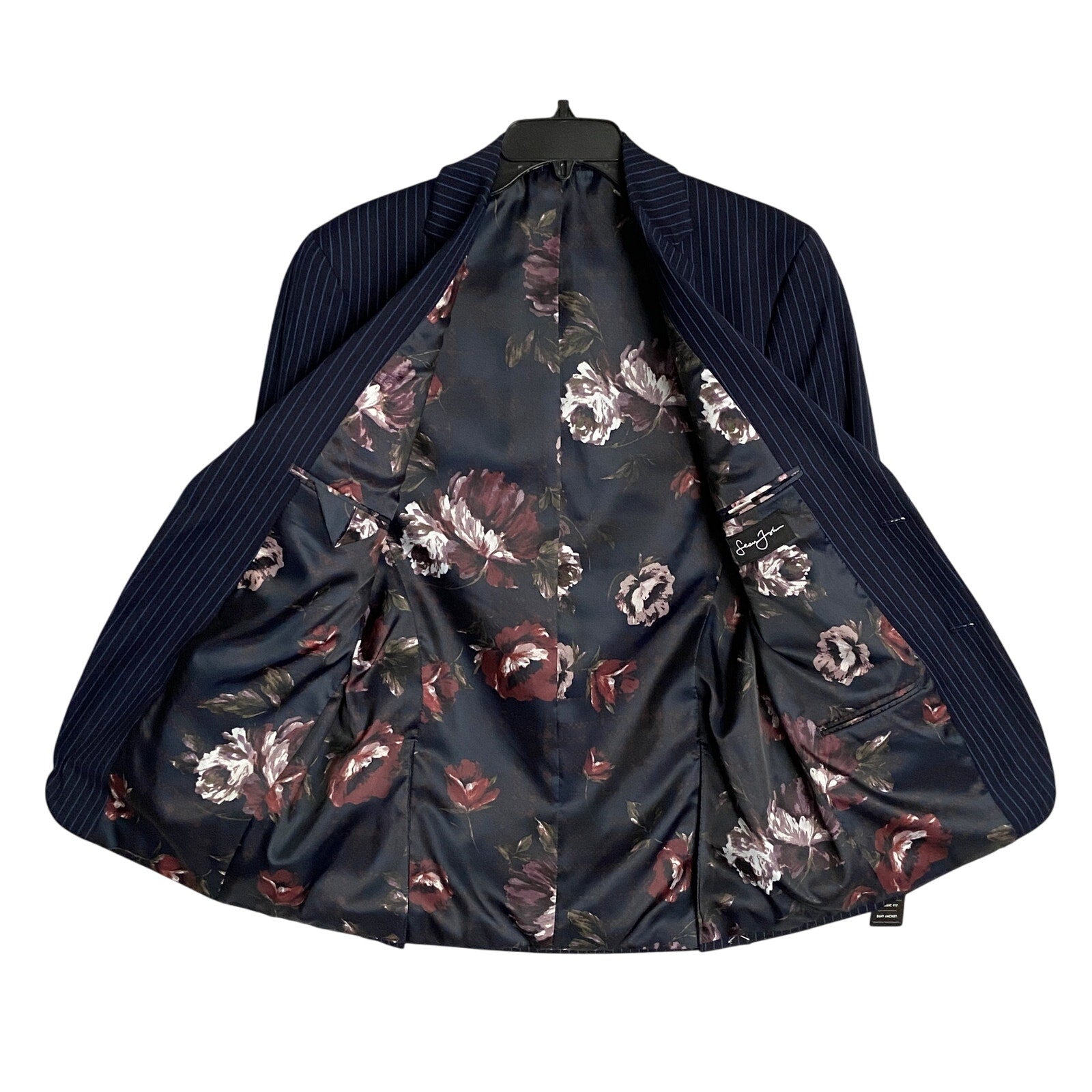 Sean John Men's 38R Classic Fit Suit Jacket Navy Blue Pinstripe