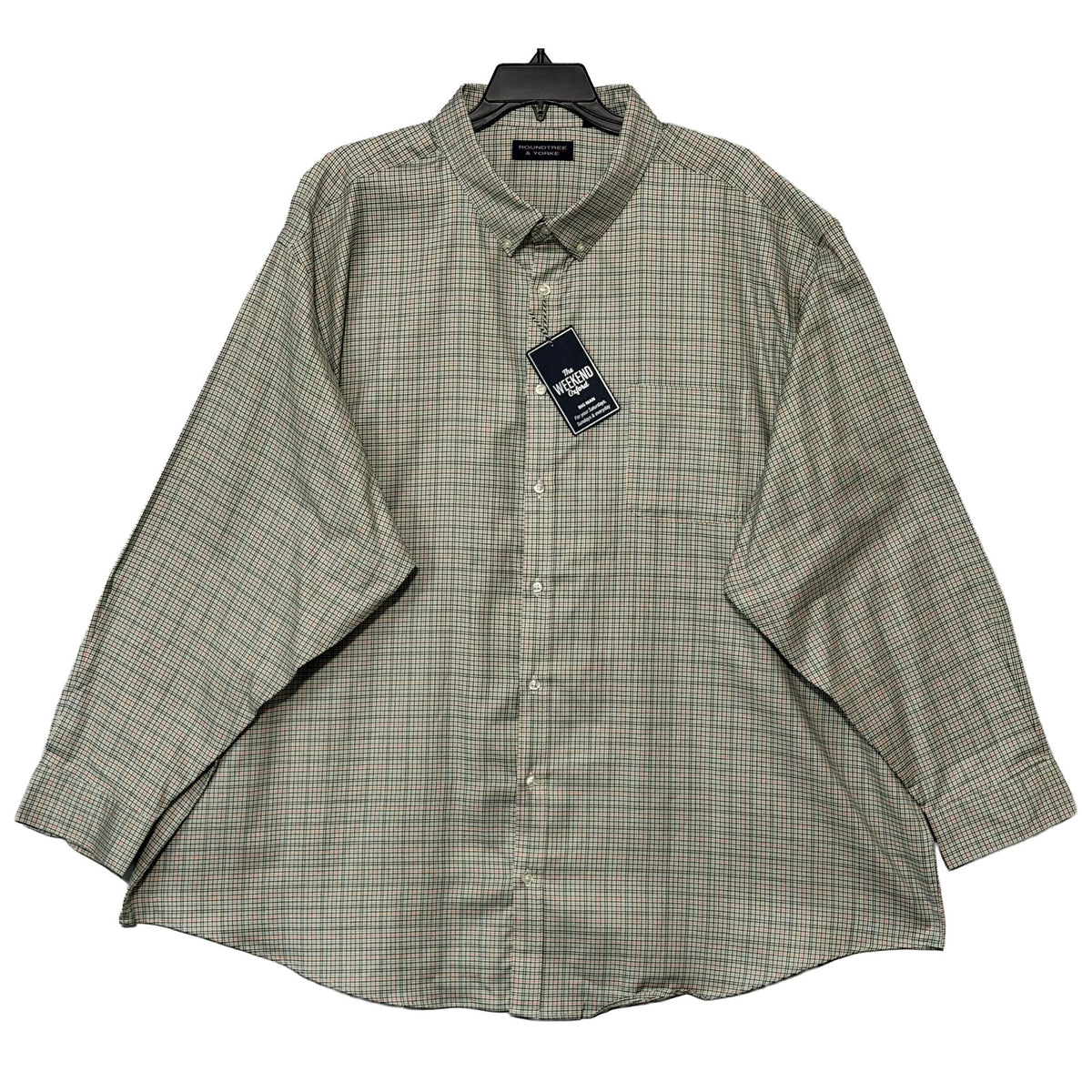 Roundtree & Yorke Oxford Dress Shirt Men's 4XB LS Big & Tall Green Red
