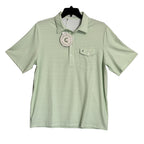 Criquet Polo Shirt Men's Large Short Sleeve Stretch Green White Sunburst NEW