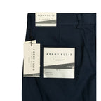 Perry Ellis Portfolio Pants Men's 30"x30" Slim Fit Flat Front Total Eclipse