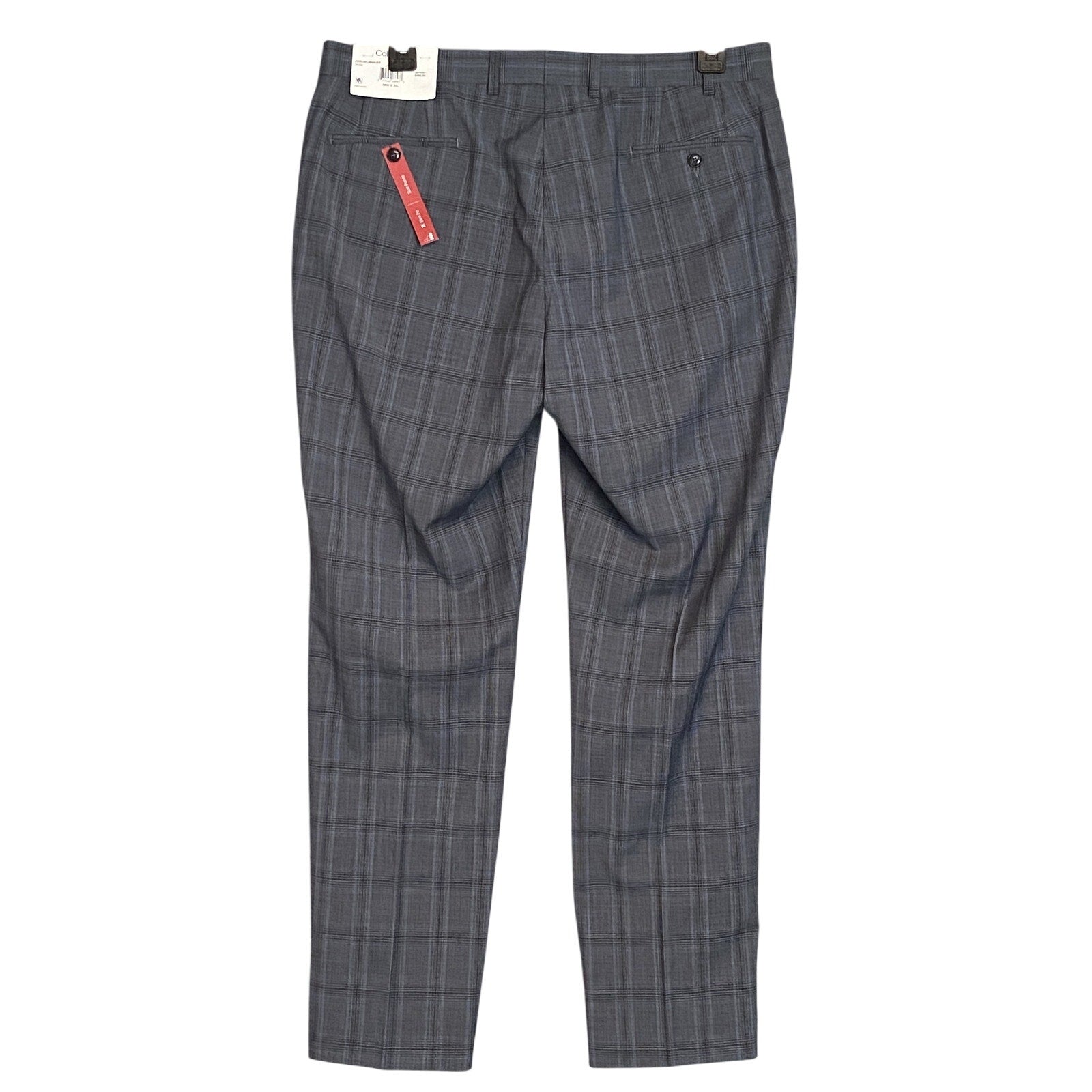 Calvin Klein Suit Pants Men's 38"x32" Slim Fit Wool Blend Grey & Blue Plaid