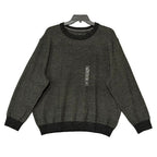 Perry Ellis Sweater Men's 2X Big & Tall Yarn Herringbone Crew Neck Black