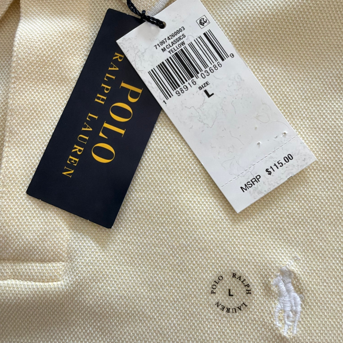 Polo Ralph Lauren Shirt Men's Large Short Sleeve Polo Classic Fit Yellow