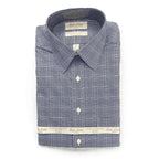 Roundtree & Yorke Shirt Men's 14.5 33 Fitted Cotton Twill Blue Plaid