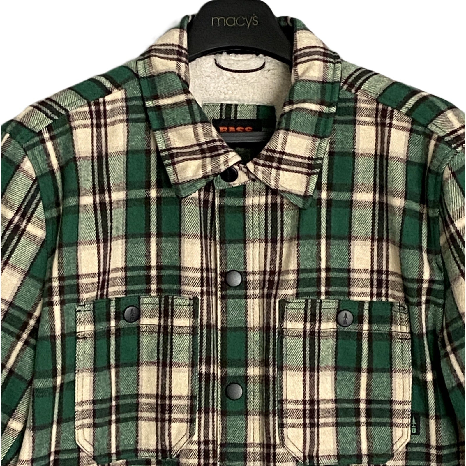 Bass Outdoors Men's Large Sherpa-Lined Jacket Green Plaid