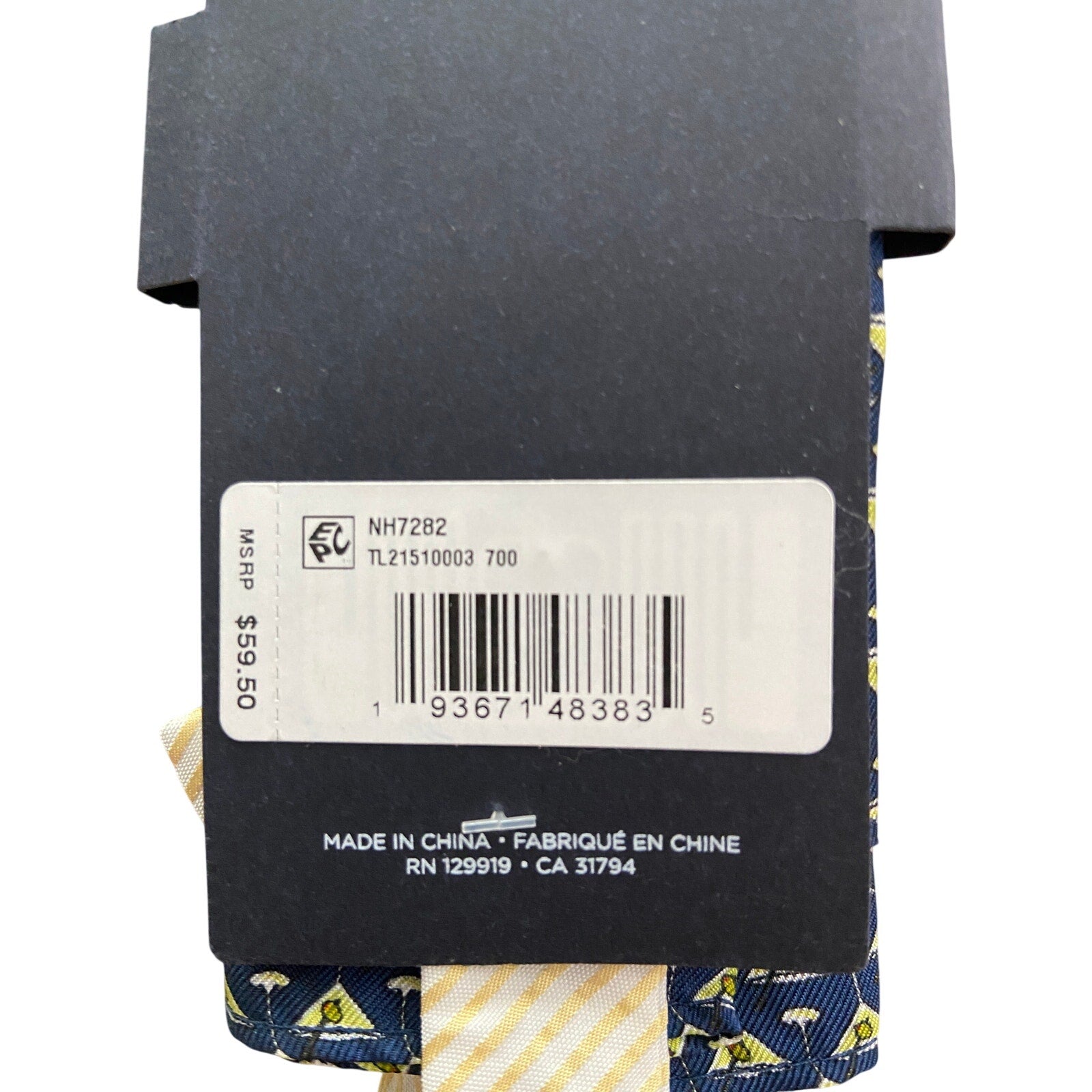 Tommy Hilfiger Tie Men's Bow Tie & Pocket Square Navy & Yellow Martini Print