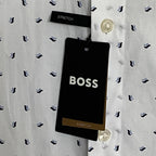 Boss Shirt Men's 3XL Big & Tall Roan Short Sleeve Shirt Stretch White/Blue