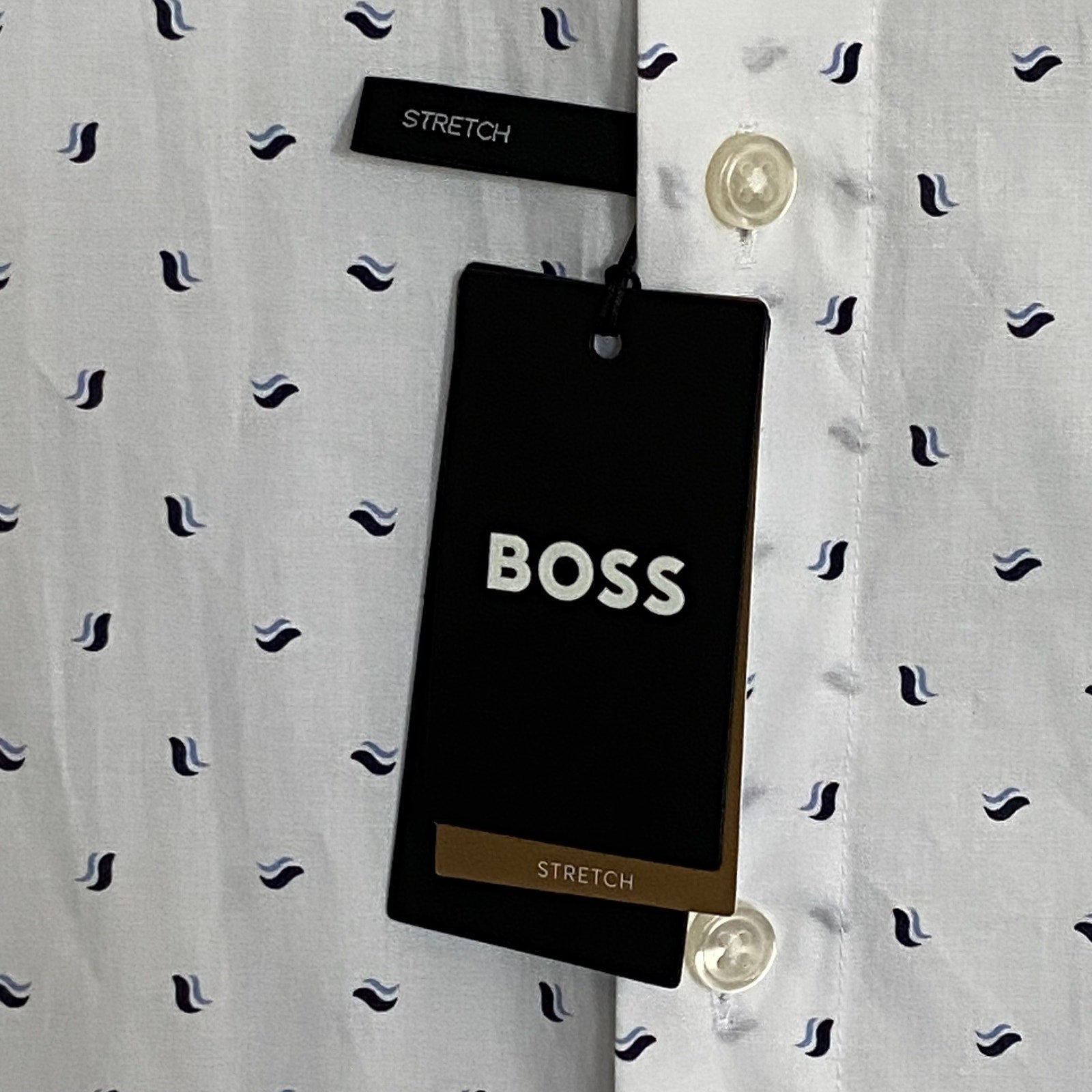 Boss Shirt Men's 3XL Big & Tall Roan Short Sleeve Shirt Stretch White/Blue