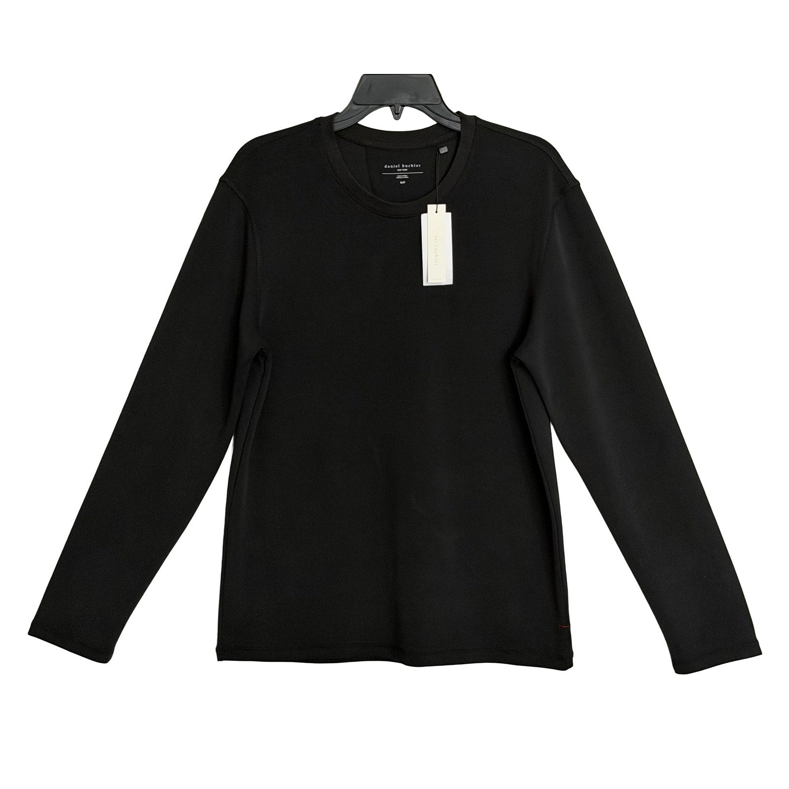 Daniel Buchler T-Shirt Men's Small Crew Neck Long Sleeve Stretch Solid Black