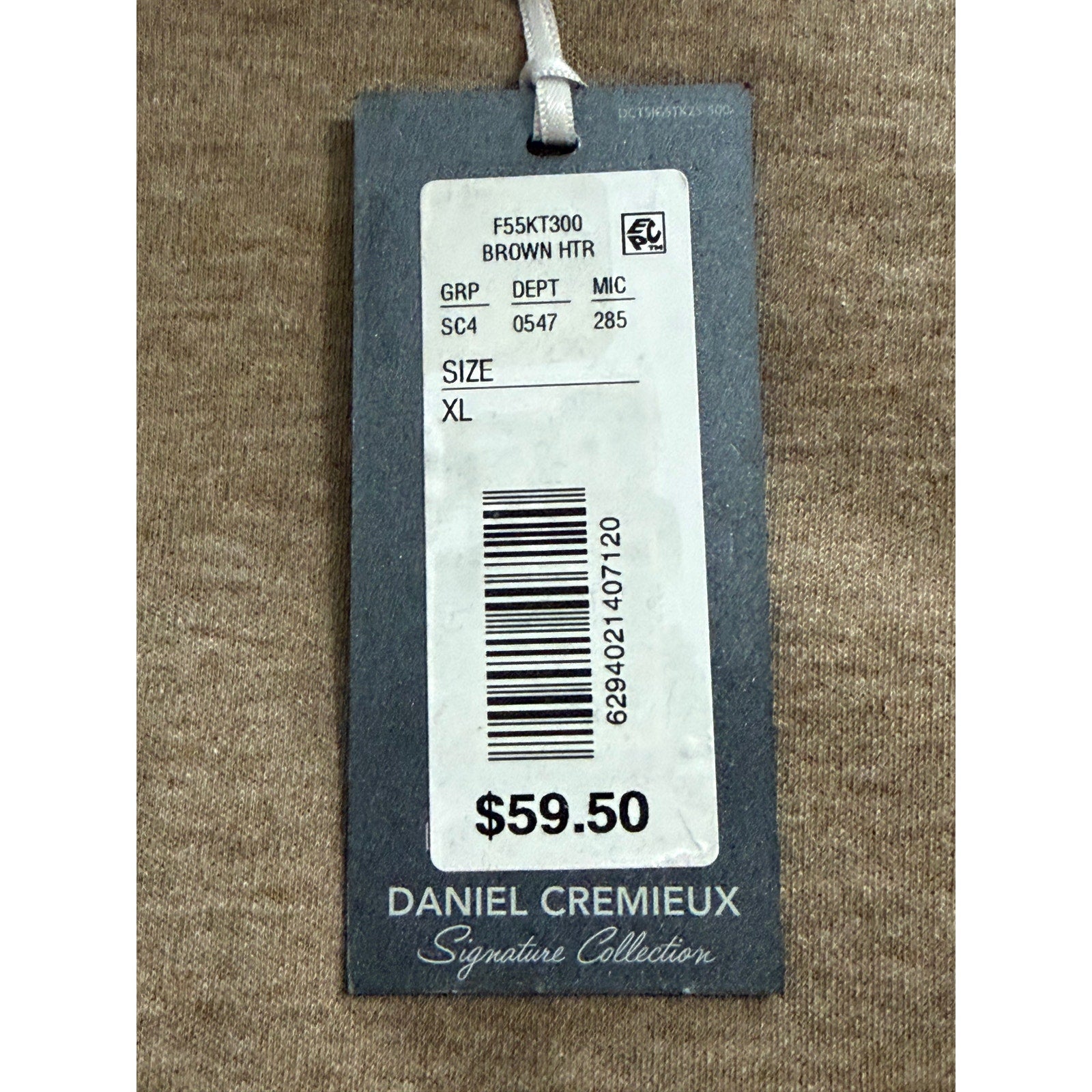 Daniel Cremieux Mock Neck Shirt Signature Solid Interlock Men's XL Brown