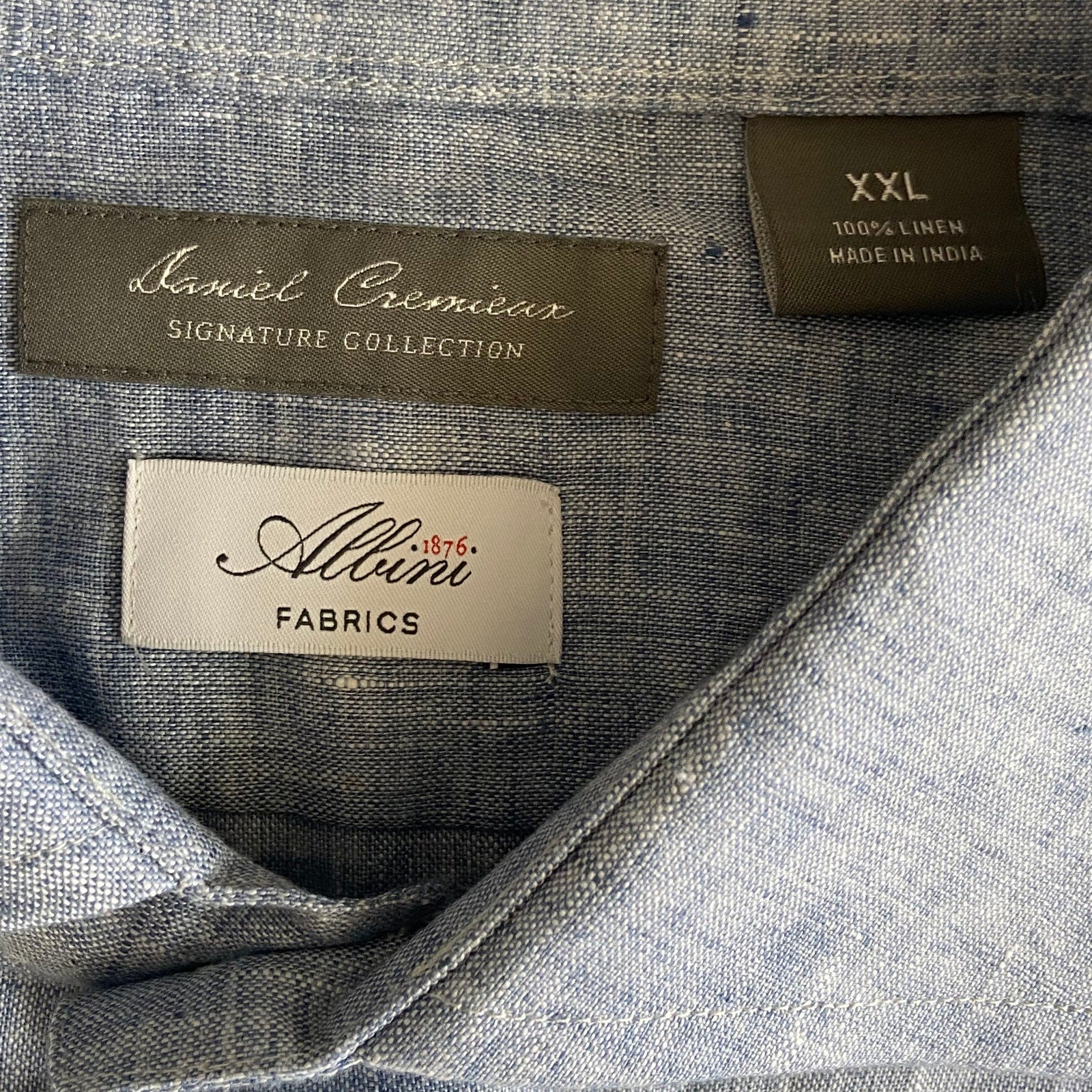 Daniel Cremieux Linen Shirt Men's XXL Signature Albini Fabrics Blue & Gray