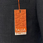 Tallia Suit Jacket Men's 38 Short Wool Blend Stretch Navy Brown Stripe