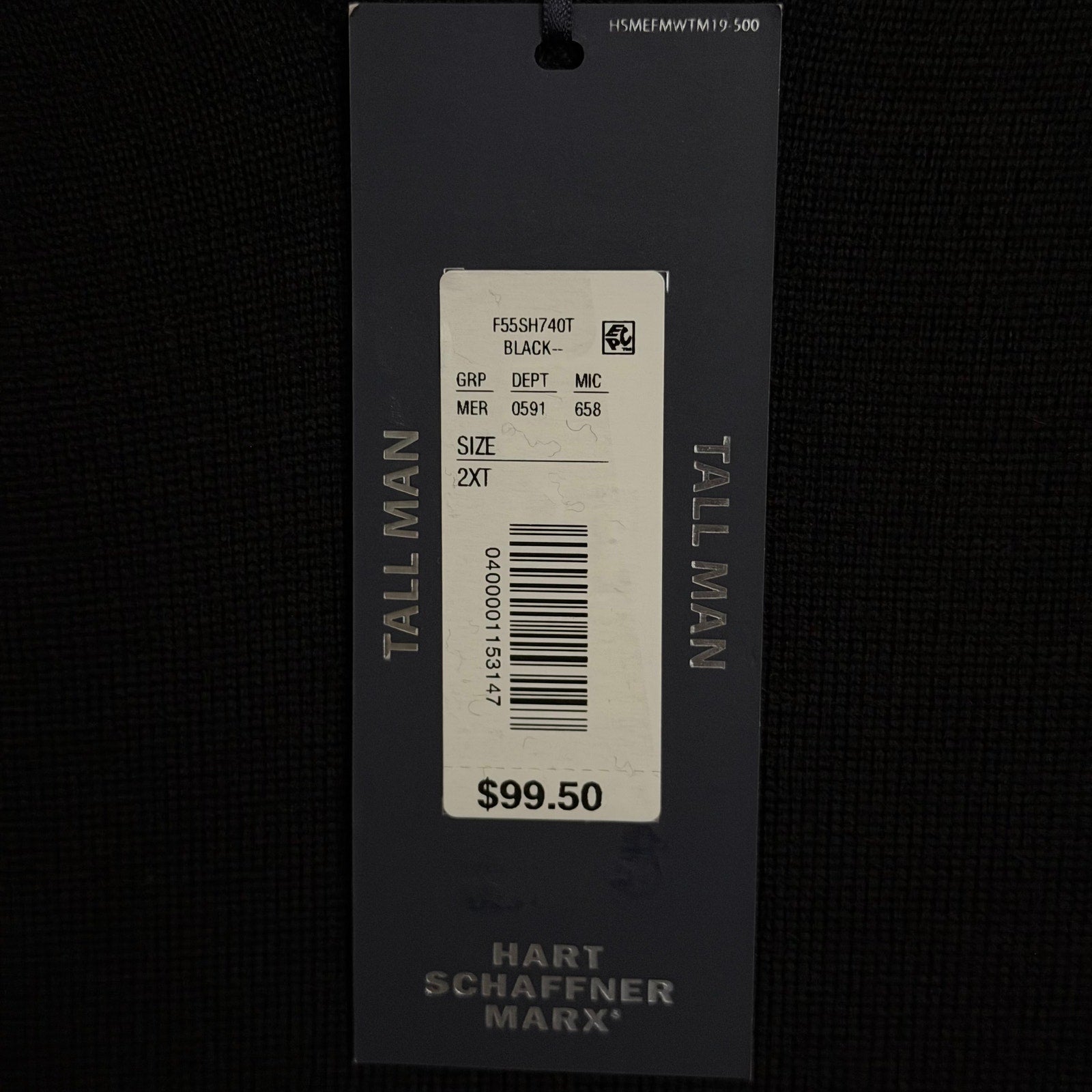 Hart Schaffner Marx Sweater Vest Men's 2XT Big & Tall V-Neck Wool Black NWT