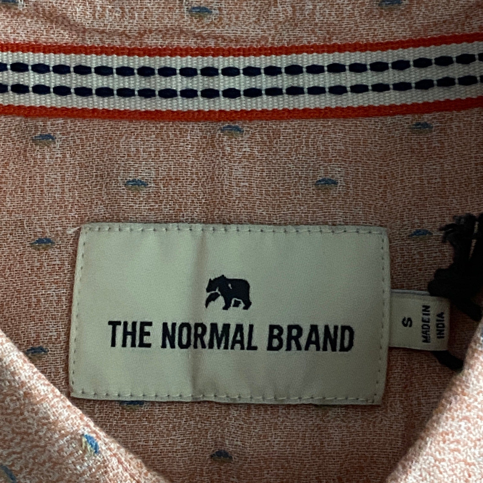 The Normal Brand Shirt Men's Small Short Sleeve Button-Up Copper Dobby