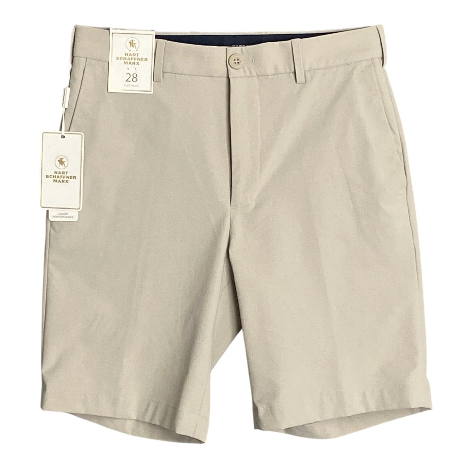 Hart Schaffner Marx Shorts Men's 28W Flat Front 4-Way Stretch Light Beige