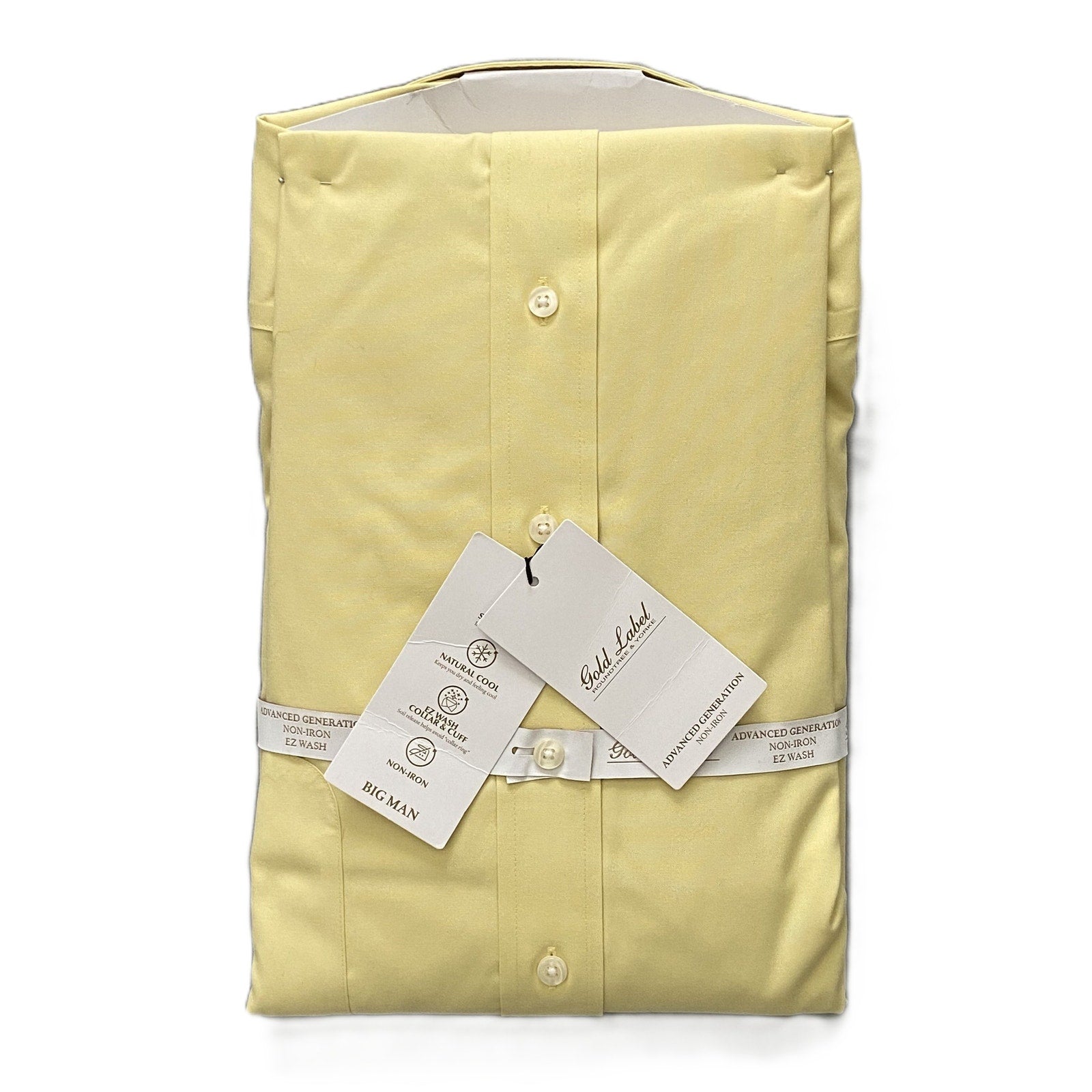 Roundtree & Yorke Shirt Big & Tall Men's 20 36/37 Dress Shirt Yellow