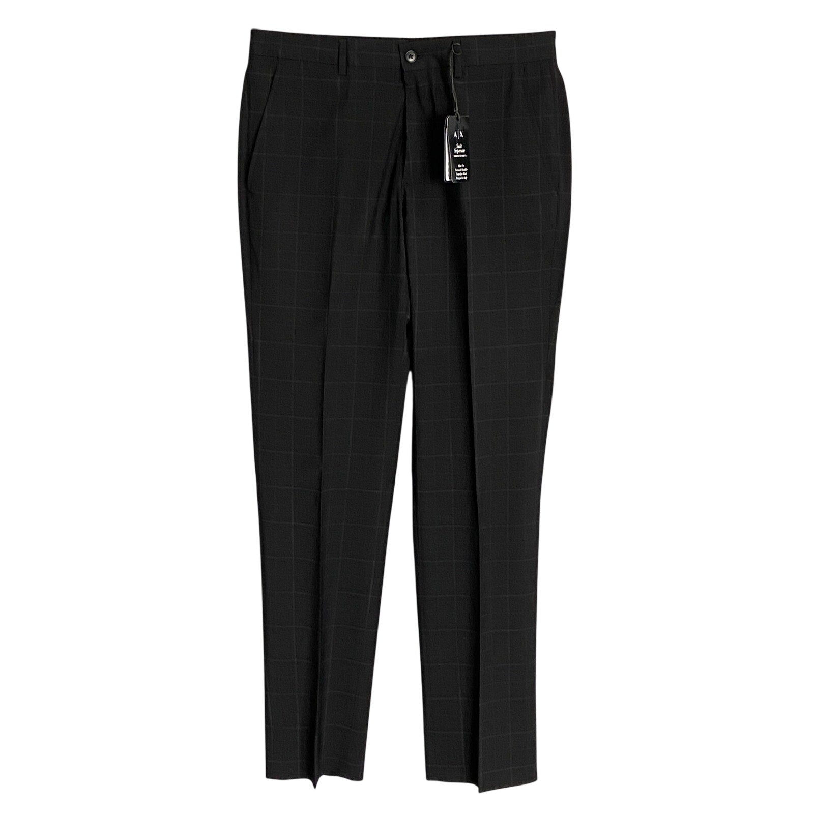 Armani Exchange Pant Men's 32"x31" Slim Fit Suit Pant Wool Black Window Pane NWT