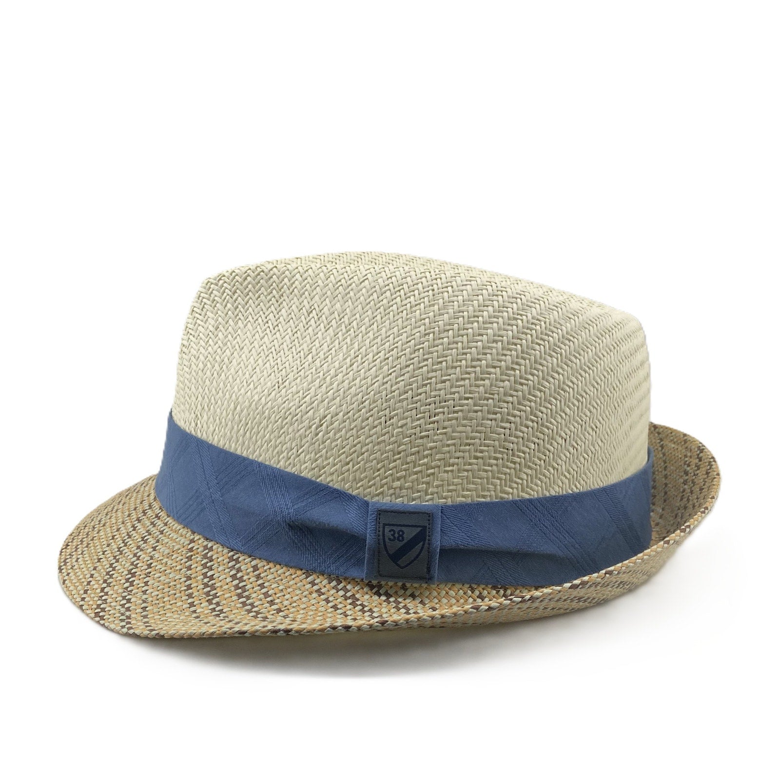 Cremieux Straw Fedora Hat Men's L/XL Two-Tone Patterned