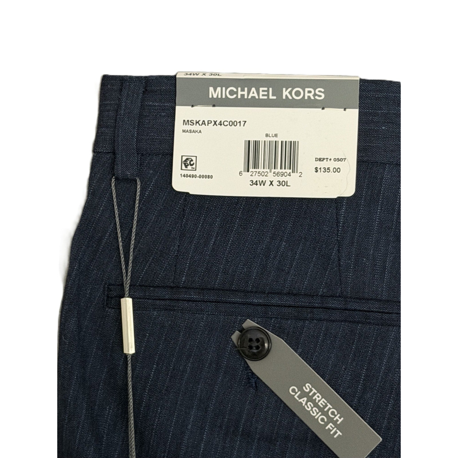 Michael Kors Dress Pants Men's 34"x30" Classic Fit Linen Blend Stretch Blue