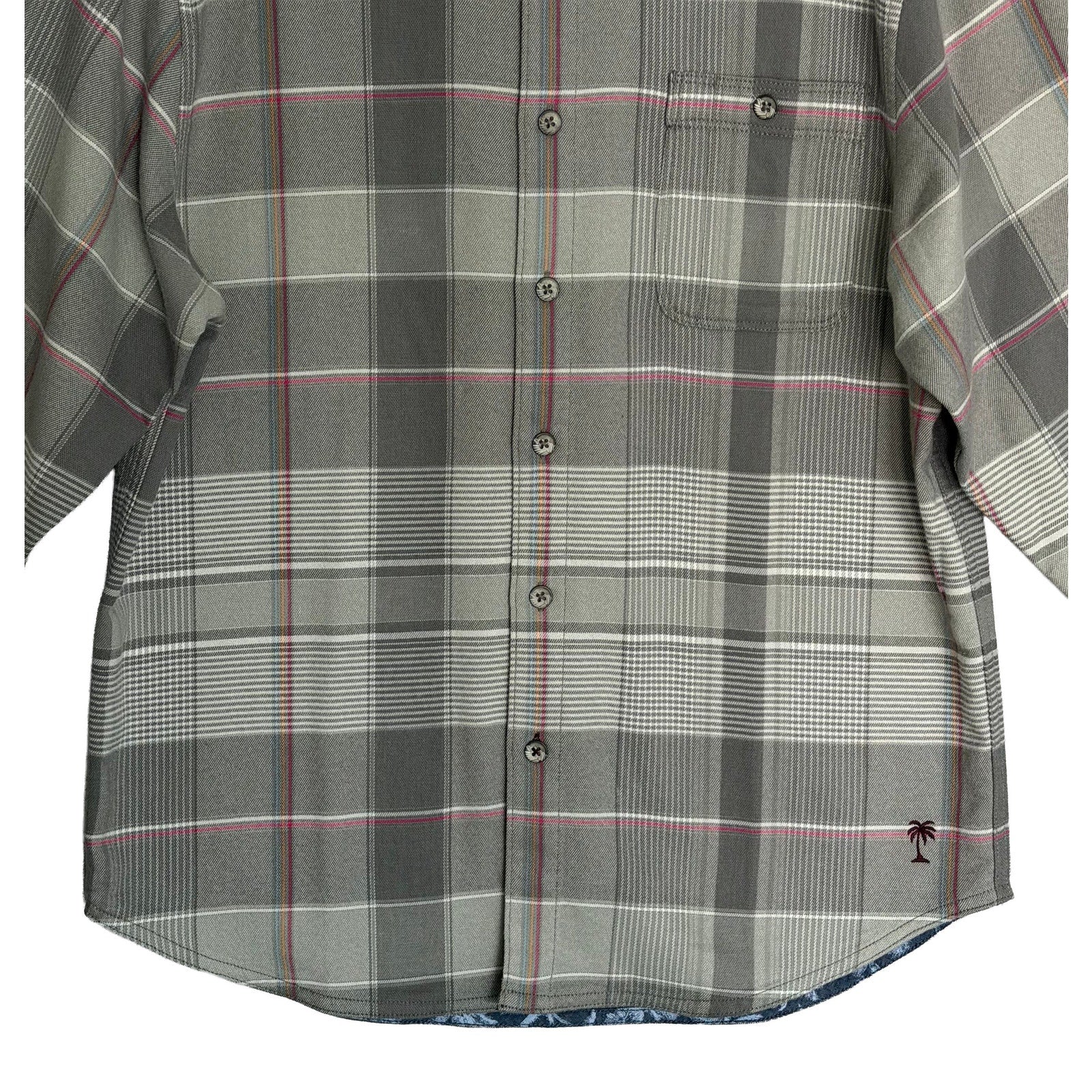 Tommy Bahama Shirt Men's XL Canyon Beach Flannel Smoke Grey Plaid