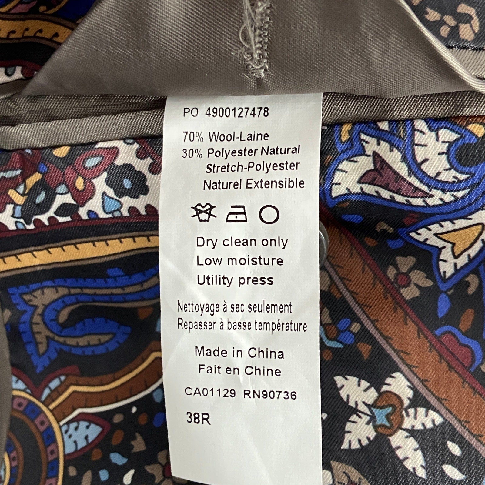 Tallia Men's 38 Regular Suit Jacket Stretch Wool Blend Cream/Brown Plaid