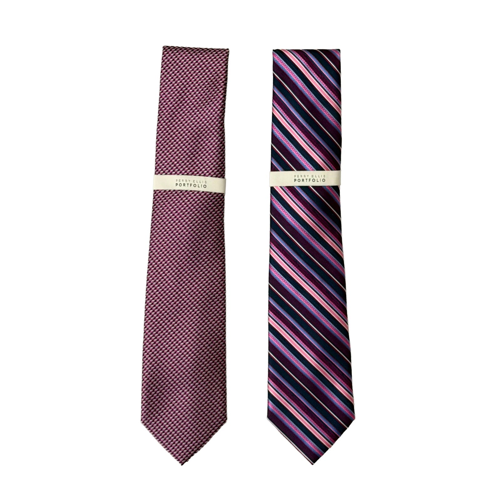 Perry Ellis Portfolio Ties Lot of 2 Men's Bartolle Mini & Holdren Stripe NWT