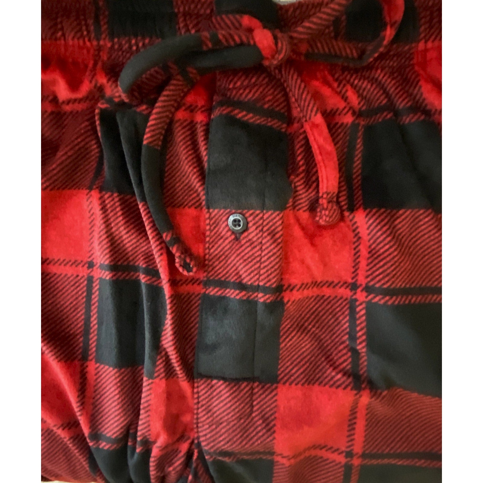 Hanes Fleece Sleep Pant Men's XL Drawstring Pockets Red Buffalo Check