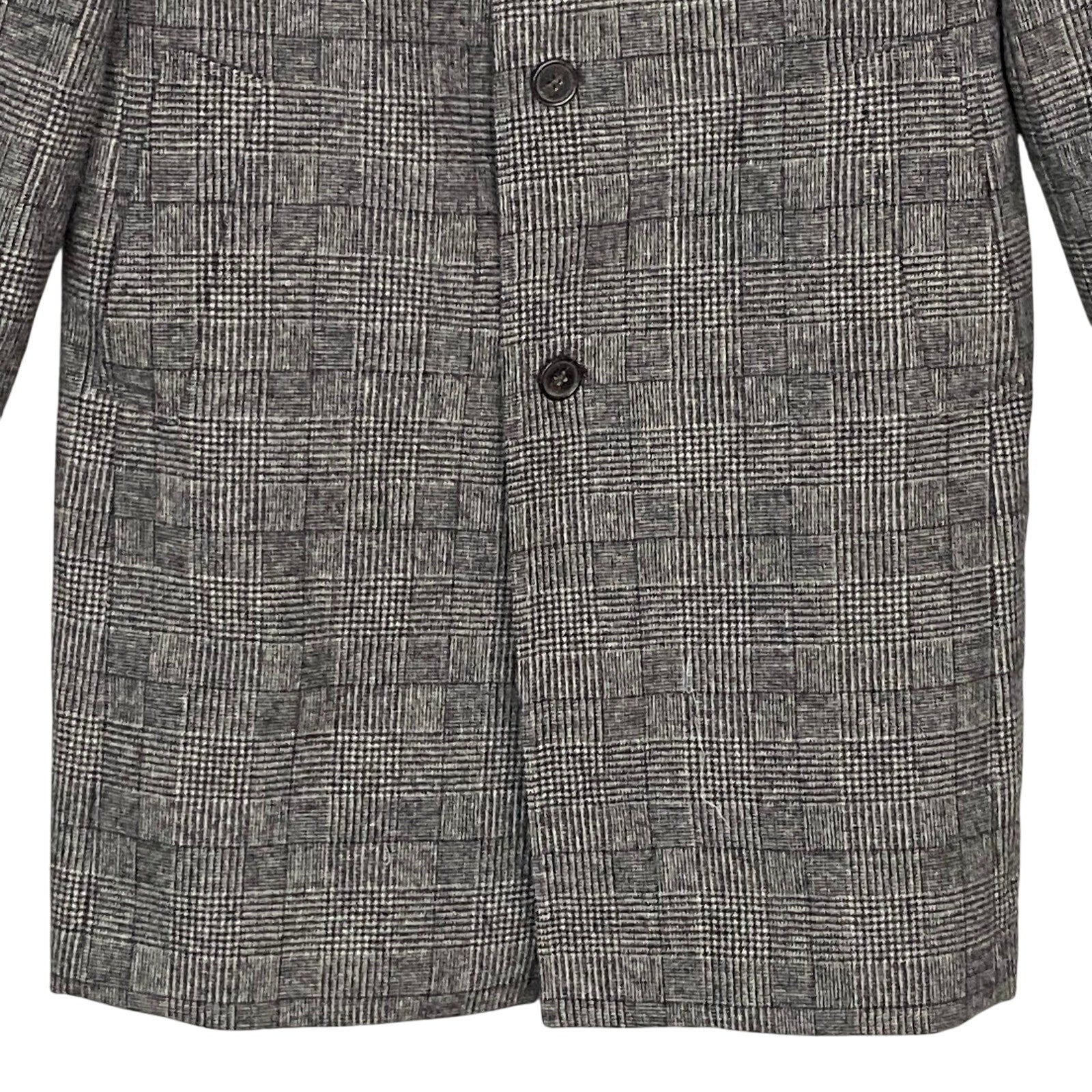 Lauren Ralph Lauren Overcoat Men's 40 Regular Wool Blend Black & White Plaid