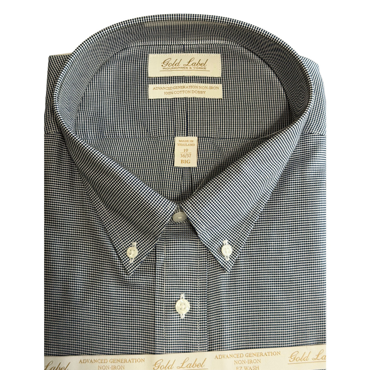 Roundtree & Yorke Shirt Big & Tall Men's 19 36/37 Dress Shirt Navy Blue