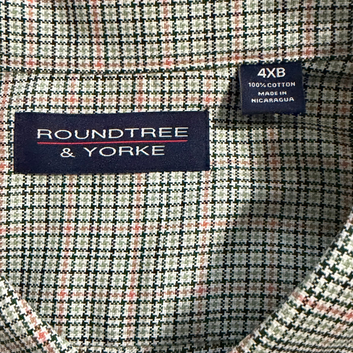Roundtree & Yorke Oxford Dress Shirt Men's 4XB LS Big & Tall Green Red