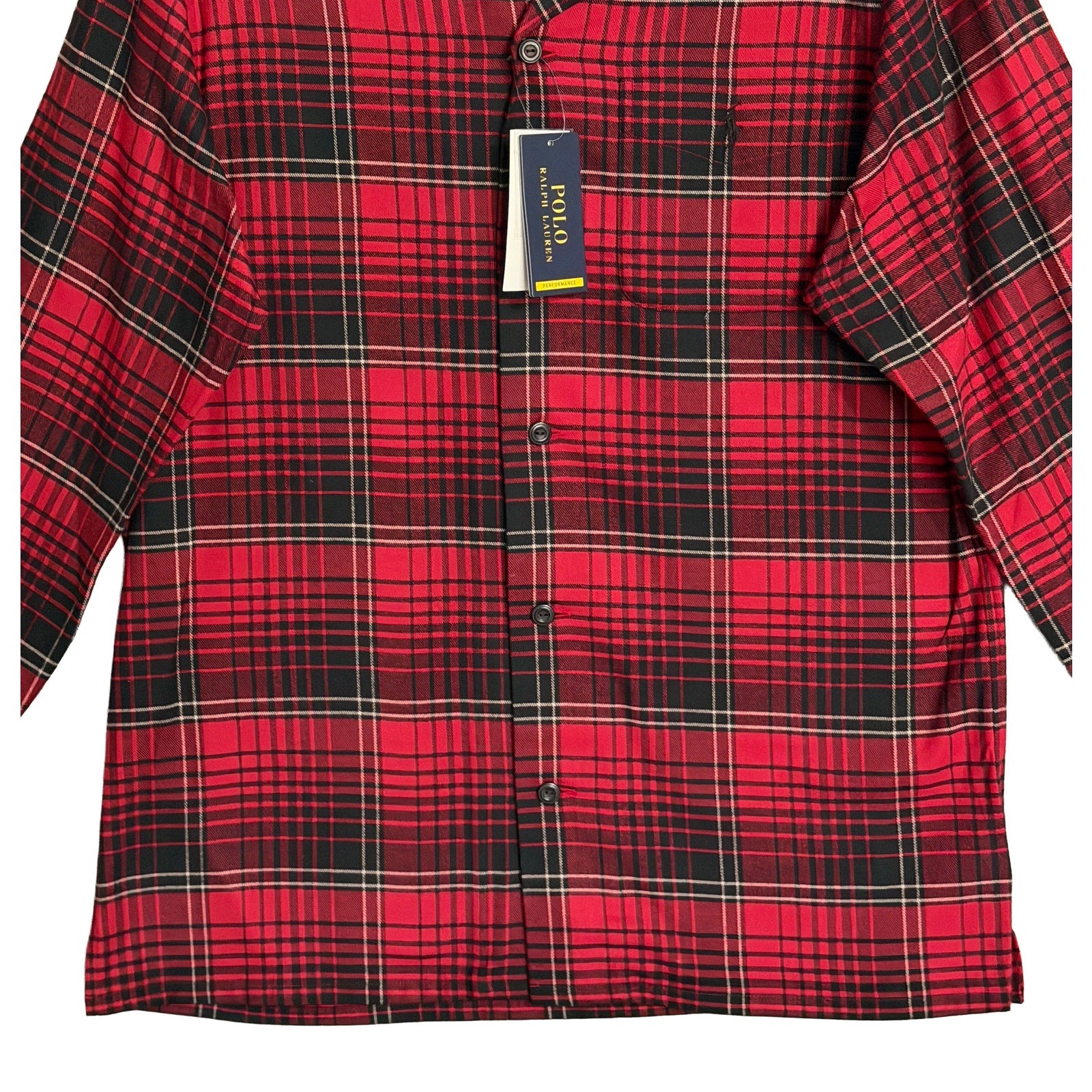 Polo Ralph Lauren Men's Medium Performance Camp Shirt Classic Fit Red Black