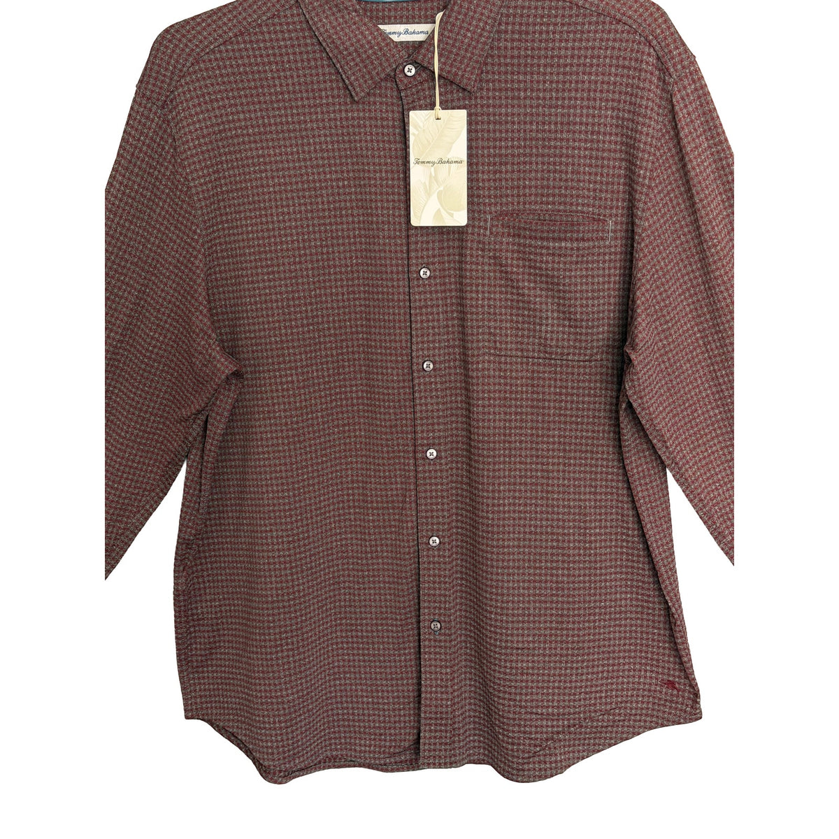 Tommy Bahama Shirt Men's XL "San Sebastian Check" Shirt Pinot Noir