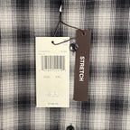 Michael Kors Men's XXL Classic Fit Flannel Shirt Black Grey Plaid Stretch
