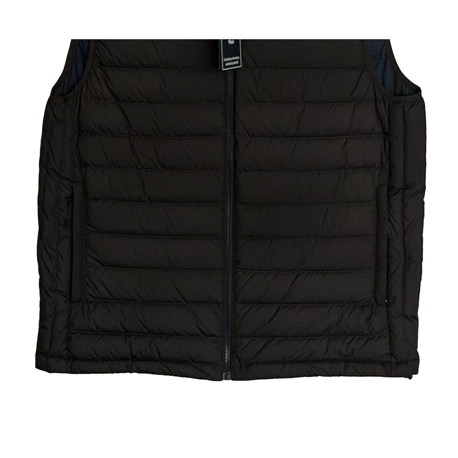 Roundtree & Yorke Down Vest Men's Large Full Zip Packable Pockets Black