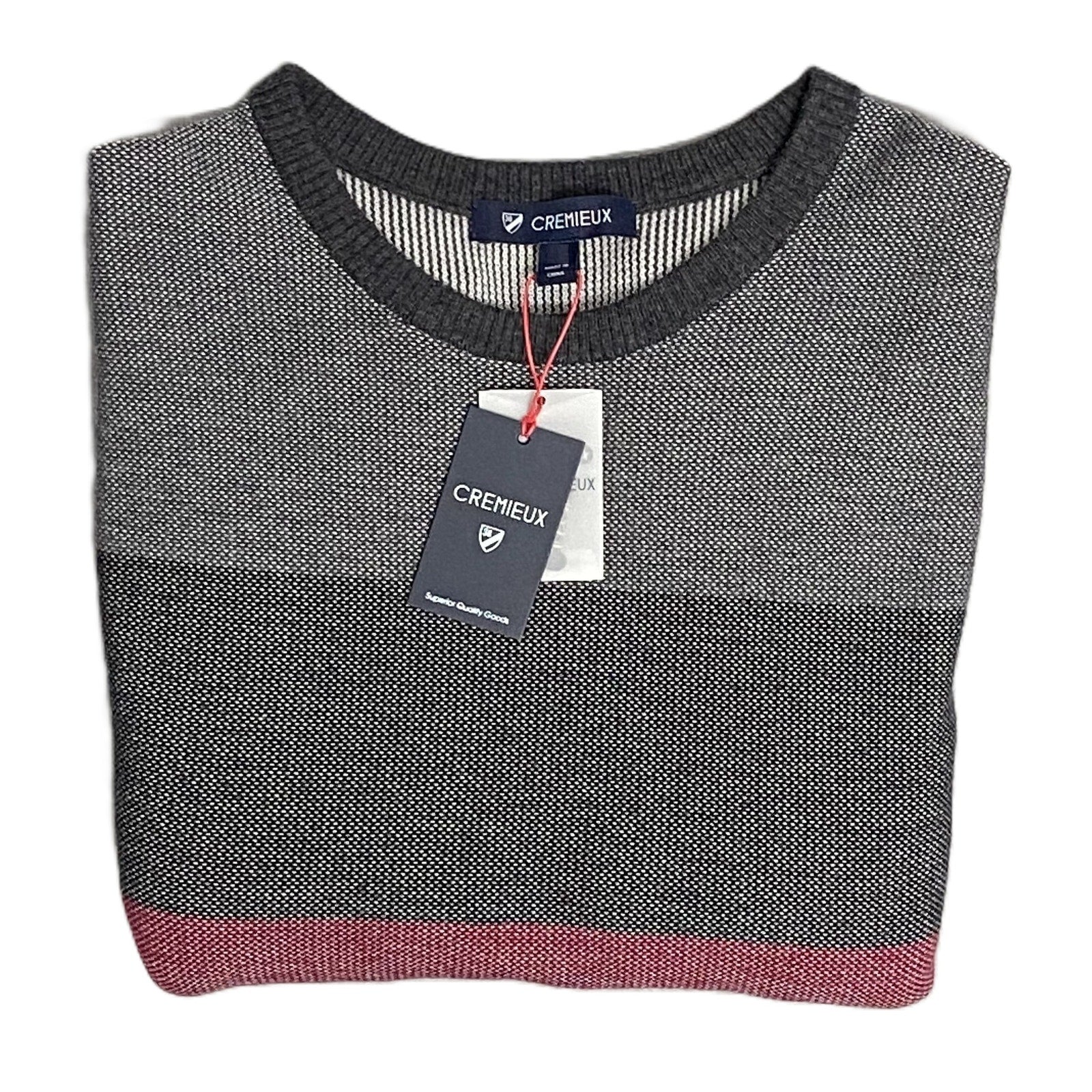 Daniel Cremieux Pullover Sweater Men's XXL Fine Merino Wool Gray Burgundy