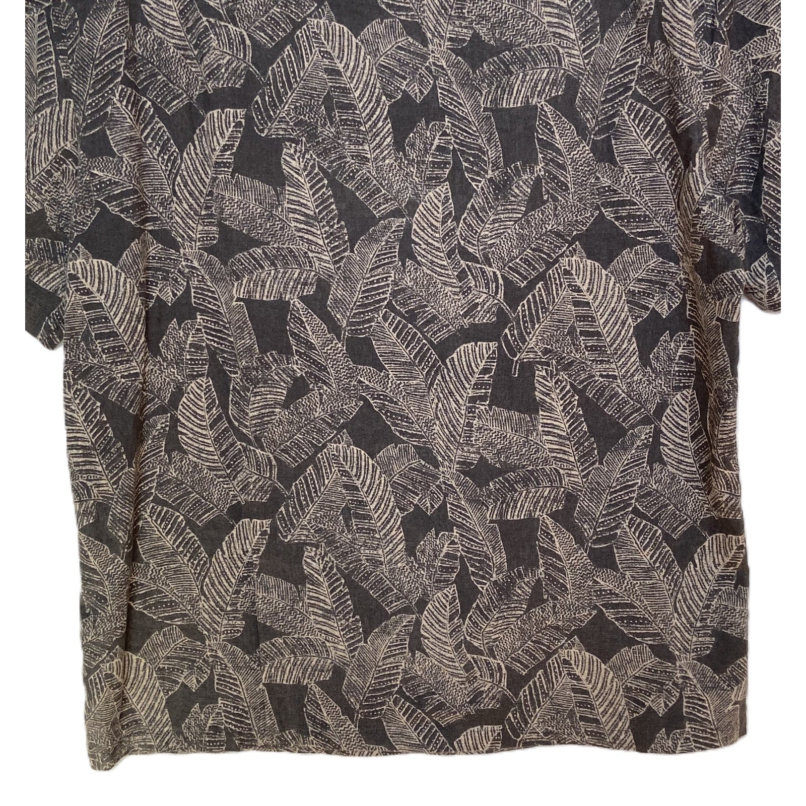 Faherty Camp Shirt Men's Large "The Breeze" Short Sleeve Graphite Rainforest