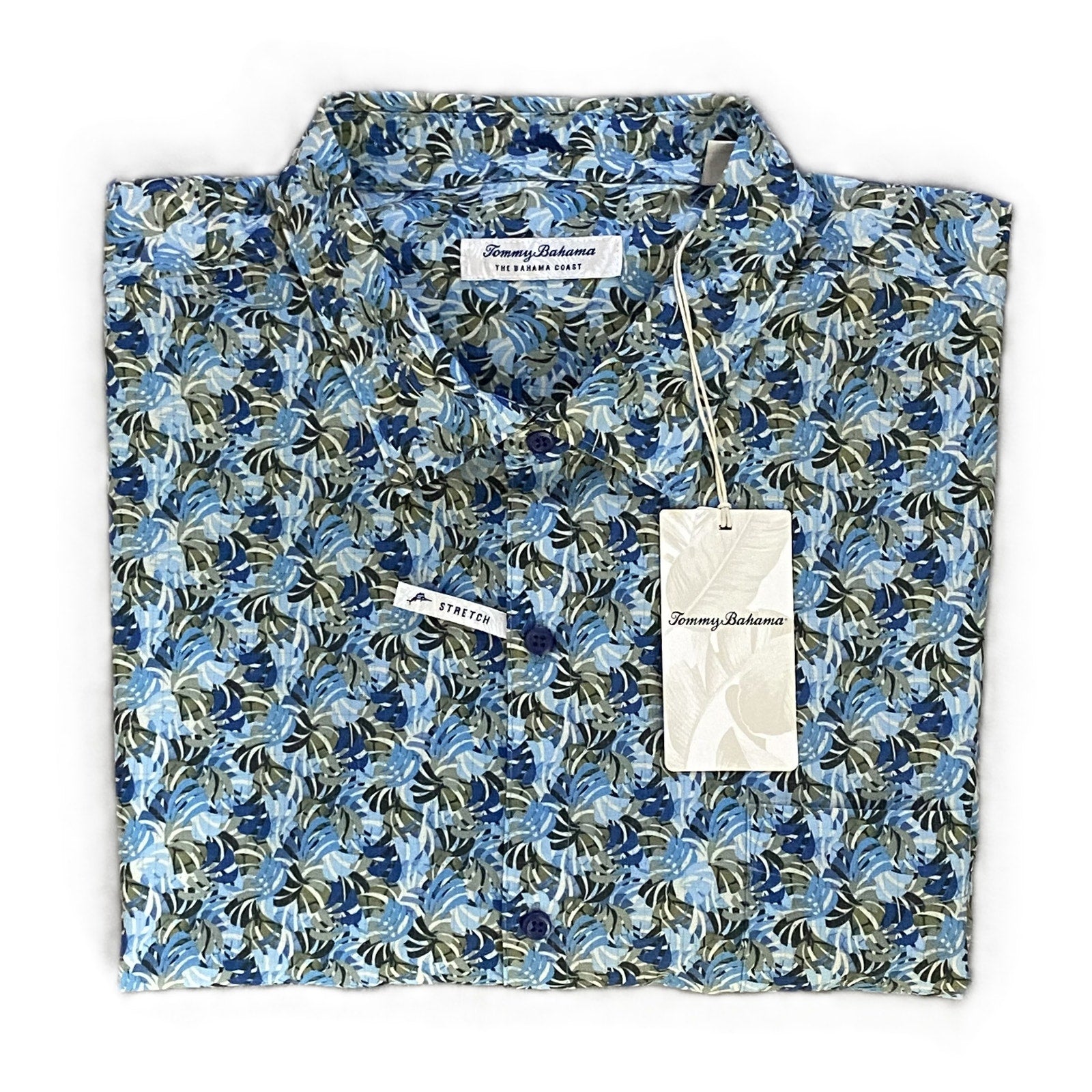 Tommy Bahama Shirt Men's 3XLT Big & Tall Bahama Coast Chico Palms Blue