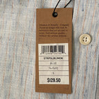 Johnston & Murphy Shirt Men's Small Button-Up Shirt Linen Blend Blue Stripes
