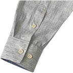 Johnston & Murphy Shirt Men's Small Button-Up Shirt Linen Blend Blue Stripes