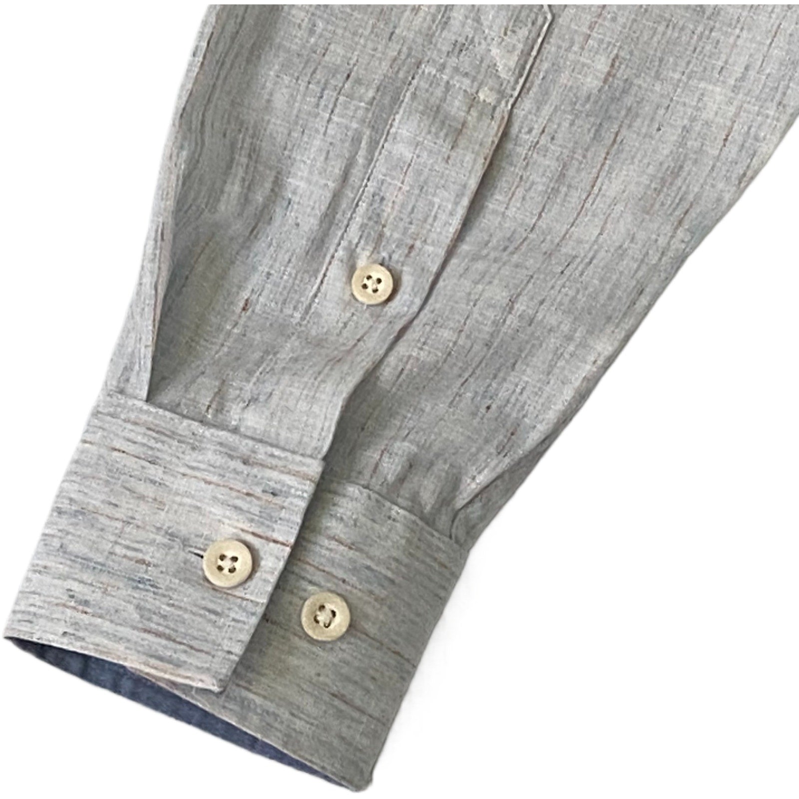 Johnston & Murphy Shirt Men's Small Button-Up Shirt Linen Blend Blue Stripes